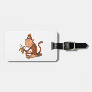 Cute Cartoon Monkey with Banana Funny Animal Luggage Tag