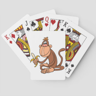 Cute Cartoon Monkey with Banana Funny Animal Poker Cards