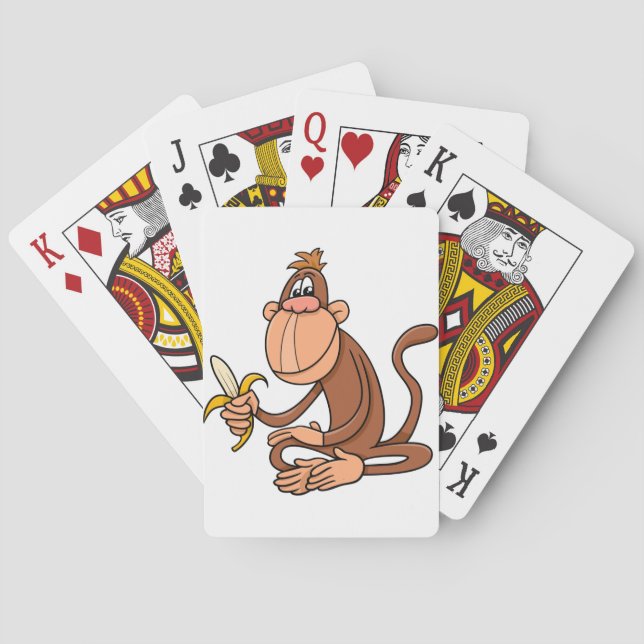Cute Cartoon Monkey with Banana Funny Animal Poker Cards (Back)