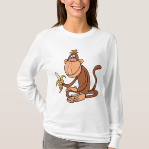 Cute Cartoon Monkey with Banana Funny Animal T-Shirt
