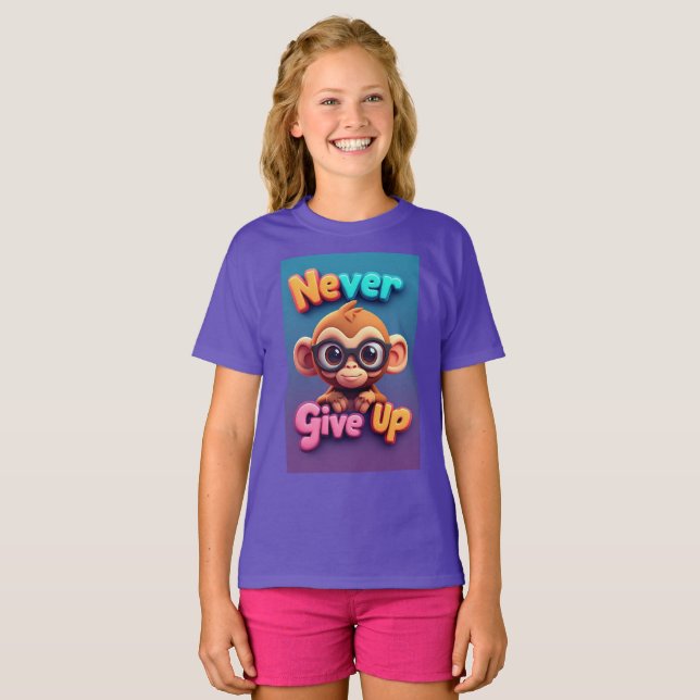 Cute Cartoon Monkey With Glasses T-Shirt (Front Full)