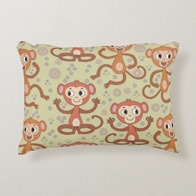 Cute Cartoon Monkeys Accent Pillow (Front)