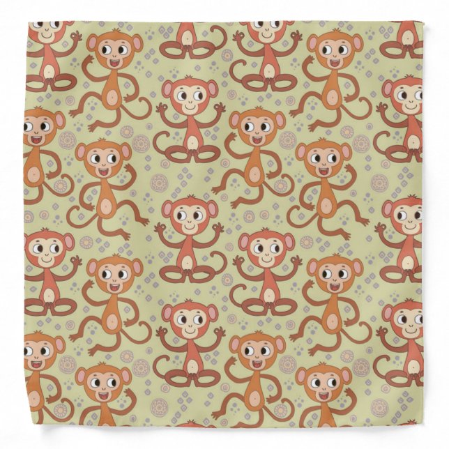 Cute Cartoon Monkeys Bandana (Front)