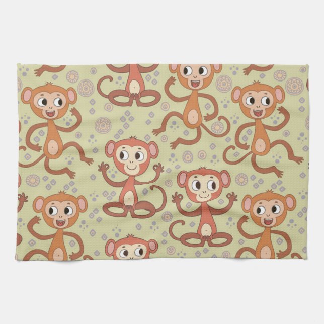 Cute Cartoon Monkeys Kitchen Towel (Horizontal)