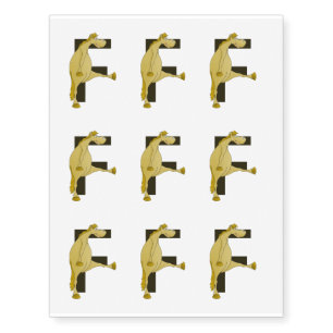 Cute Cartoon Monogram Pony F Temporary Tattoos