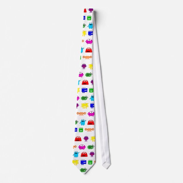Cute Cartoon Monsters Neck Tie (Front)