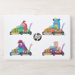 Cute Cartoon Monsters Racing Cars HP Laptop Skin