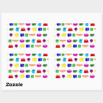 Cute Cartoon Monsters Rectangular Sticker | Zazzle
