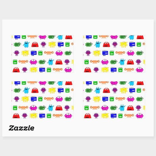 Cute Cartoon Monsters Rectangular Sticker | Zazzle