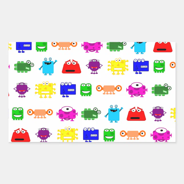 Cute Cartoon Monsters Rectangular Sticker | Zazzle