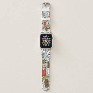 Cute Cartoon Monsters: Seamless Background Apple Watch Band
