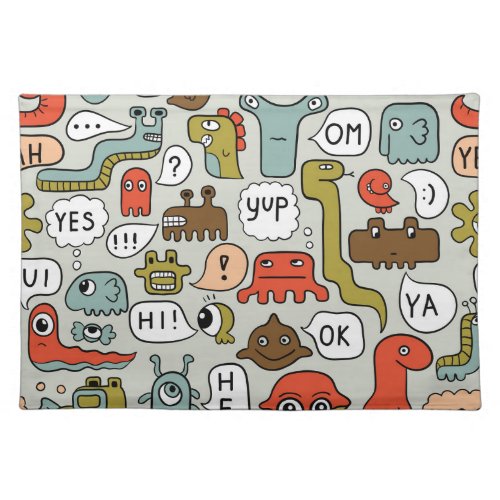 Cute Cartoon Monsters Seamless Background Cloth Placemat