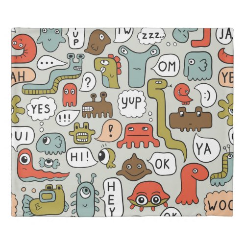 Cute Cartoon Monsters Seamless Background Duvet Cover