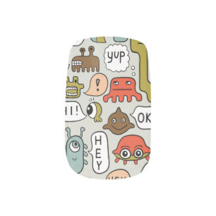 Cute Cartoon Monsters: Seamless Background Minx Nail Art