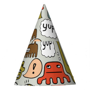 Cute Cartoon Monsters: Seamless Background Party Hat