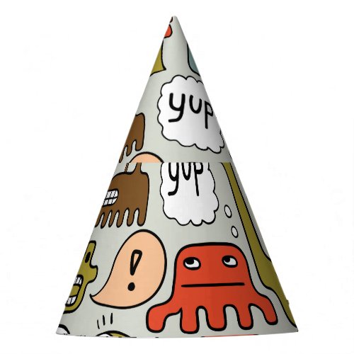 Cute Cartoon Monsters Seamless Background Party Hat