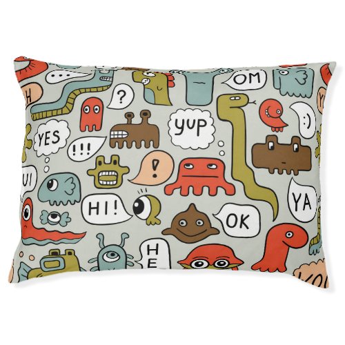 Cute Cartoon Monsters Seamless Background Pet Bed