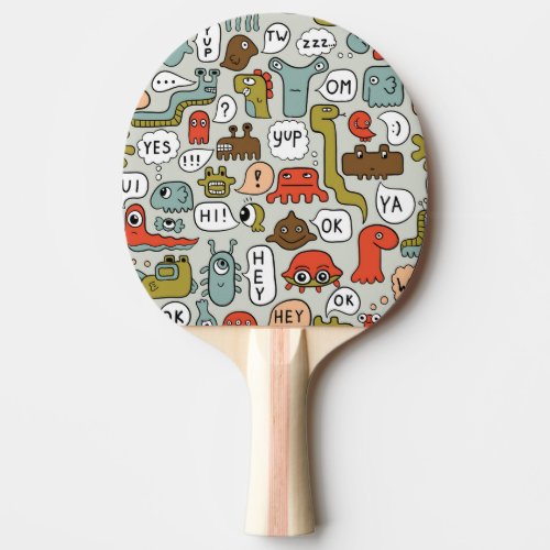 Cute Cartoon Monsters Seamless Background Ping Pong Paddle