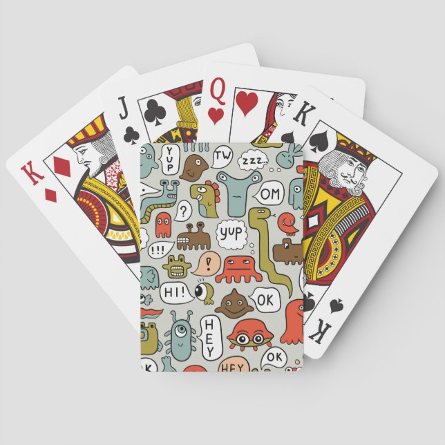 Cute Cartoon Monsters: Seamless Background Poker Cards (Back)