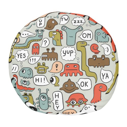 Cute Cartoon Monsters Seamless Background Pouf