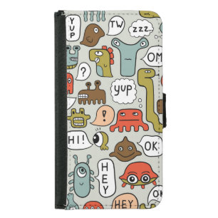 Cute Cartoon Monsters: Seamless Background Samsung Galaxy S5 Wallet Case