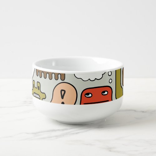 Cute Cartoon Monsters Seamless Background Soup Mug