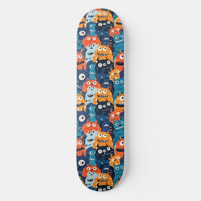 Cute Cartoon Monsters Skateboard (Front)