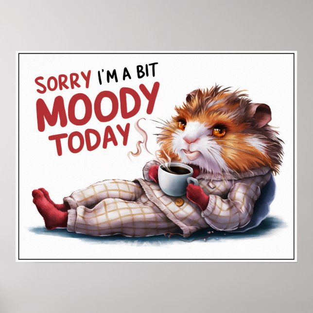 Cute Cartoon Moody Hamster in PJs Poster (Front)