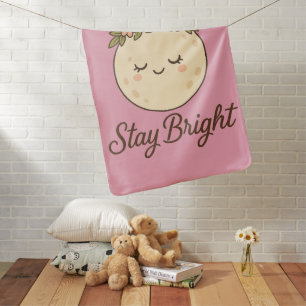 Cute Cartoon Moon with Flower Crown Sticker  Baby Blanket