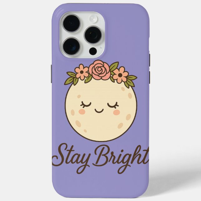 Cute Cartoon Moon with Flower Crown Sticker  Case-Mate iPhone Case (Back)