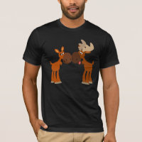 Cute Cartoon Moose Couple in Love T-Shirt