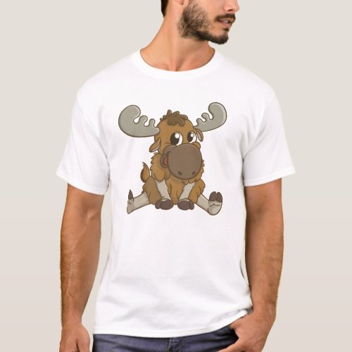 Cute Cartoon Moose T_Shirt