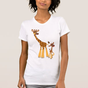 Cute Cartoon Mother Giraffe and Calf T-Shirt