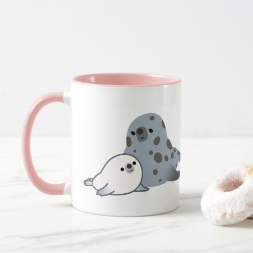 Cute Cartoon Mother Seal And Pup Mug