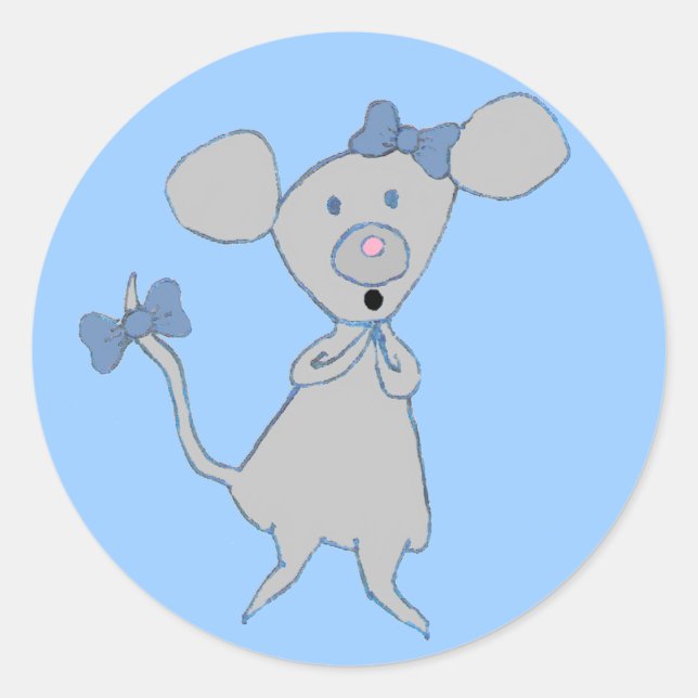 Cute Cartoon Mouse Classic Round Sticker (Front)