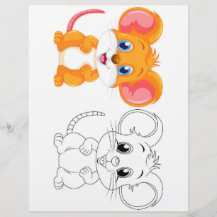 Cute Cartoon mouse coloring page