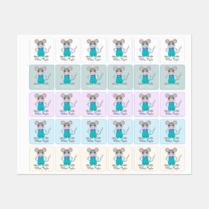 Cute Cartoon Mouse Custom Name Waterproof  Kids' Labels