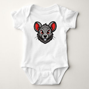 Cute Cartoon Mouse Face Baby T-Shirt Bodysuit