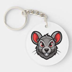Cute Cartoon Mouse Face Keychain – Adorable Animal