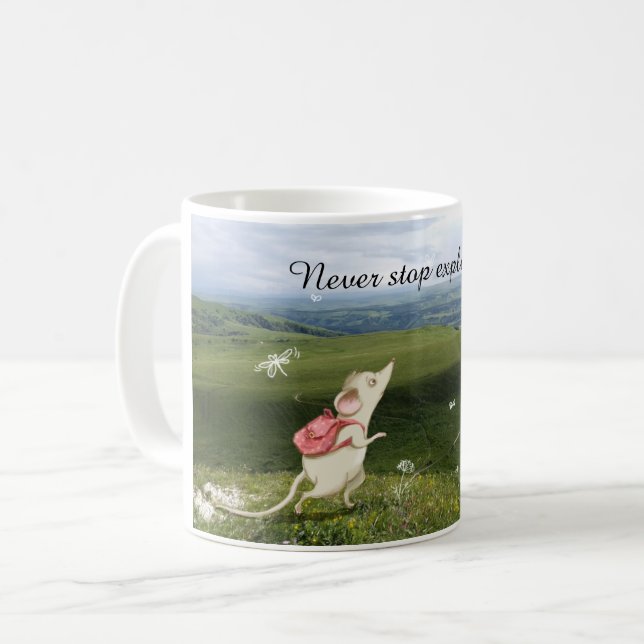 Cute Cartoon Mouse Journey Coffee Mug (Front Left)
