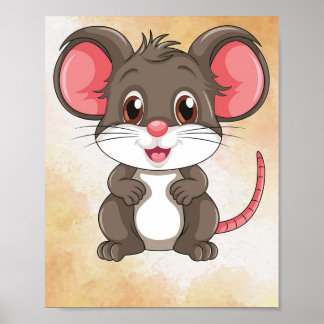 Cute Cartoon Mouse Poster ! Cute Nursery Wall Art