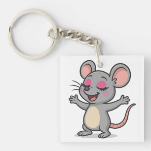Cute Cartoon Mouse Putting on Makeup Keychain
