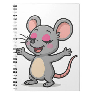 Cute Cartoon Mouse Putting on Makeup Notebook