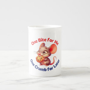 Cute cartoon mouse with crispy cookie bone china mug
