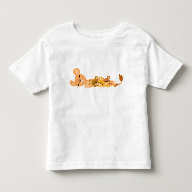 Cute Cartoon Mum Lion and Cubs Children apparel Toddler T-shirt (Front)