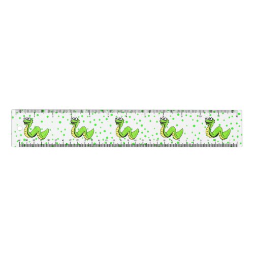 Cute Cartoon Neon Green Snake Polka Dots Ruler