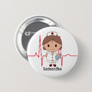 Cute Cartoon Nurse Personalized Button