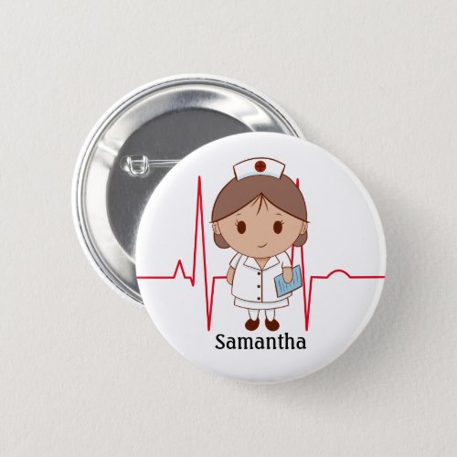 Cute Cartoon Nurse Personalized Button