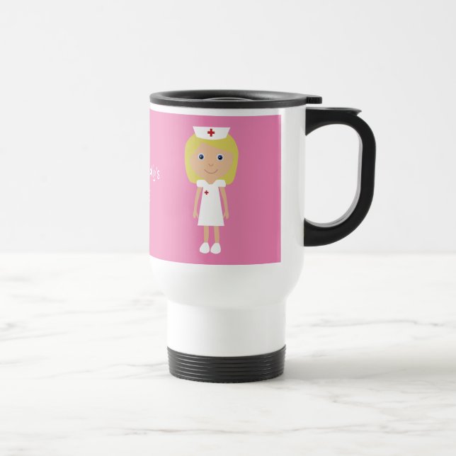 Cute Cartoon Nurse Personalized Travel Mug (Right)