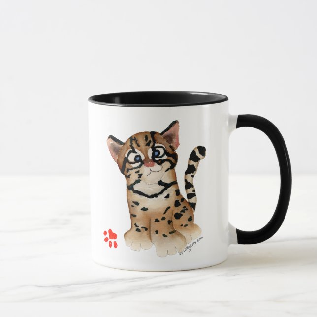 Cute Cartoon Ocelot Pun Card Mug (Right)